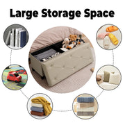 Upholstered Storage Bench with Solid Wood Legs - Light White/SW9704BKWI