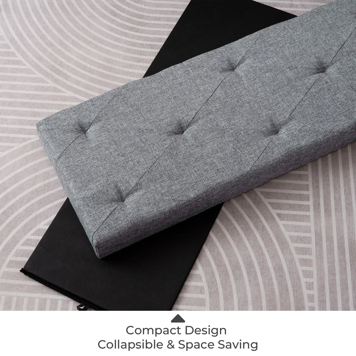 Upholstered Storage Bench with Solid Wood Legs - Gray/SW9704BKEH
