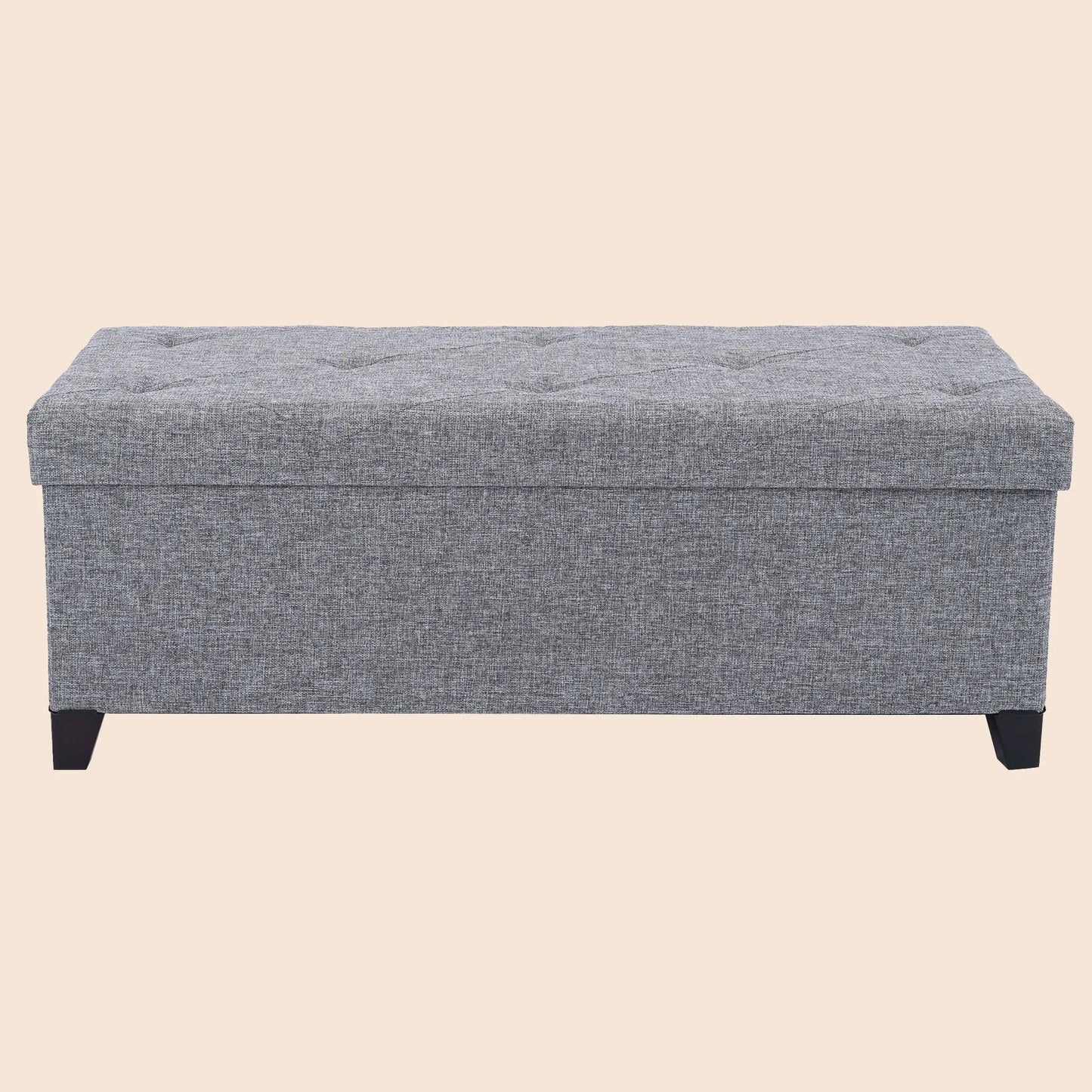 Upholstered Storage Bench with Solid Wood Legs - Gray/SW9704BKEH