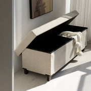 Upholstered Storage Bench with Solid Wood Legs - Light White/SW9704BKWI