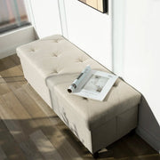 Upholstered Storage Bench with Solid Wood Legs - Light White/SW9704BKWI