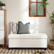 Upholstered Storage Bench with Solid Wood Legs - White/SW9704BKWR