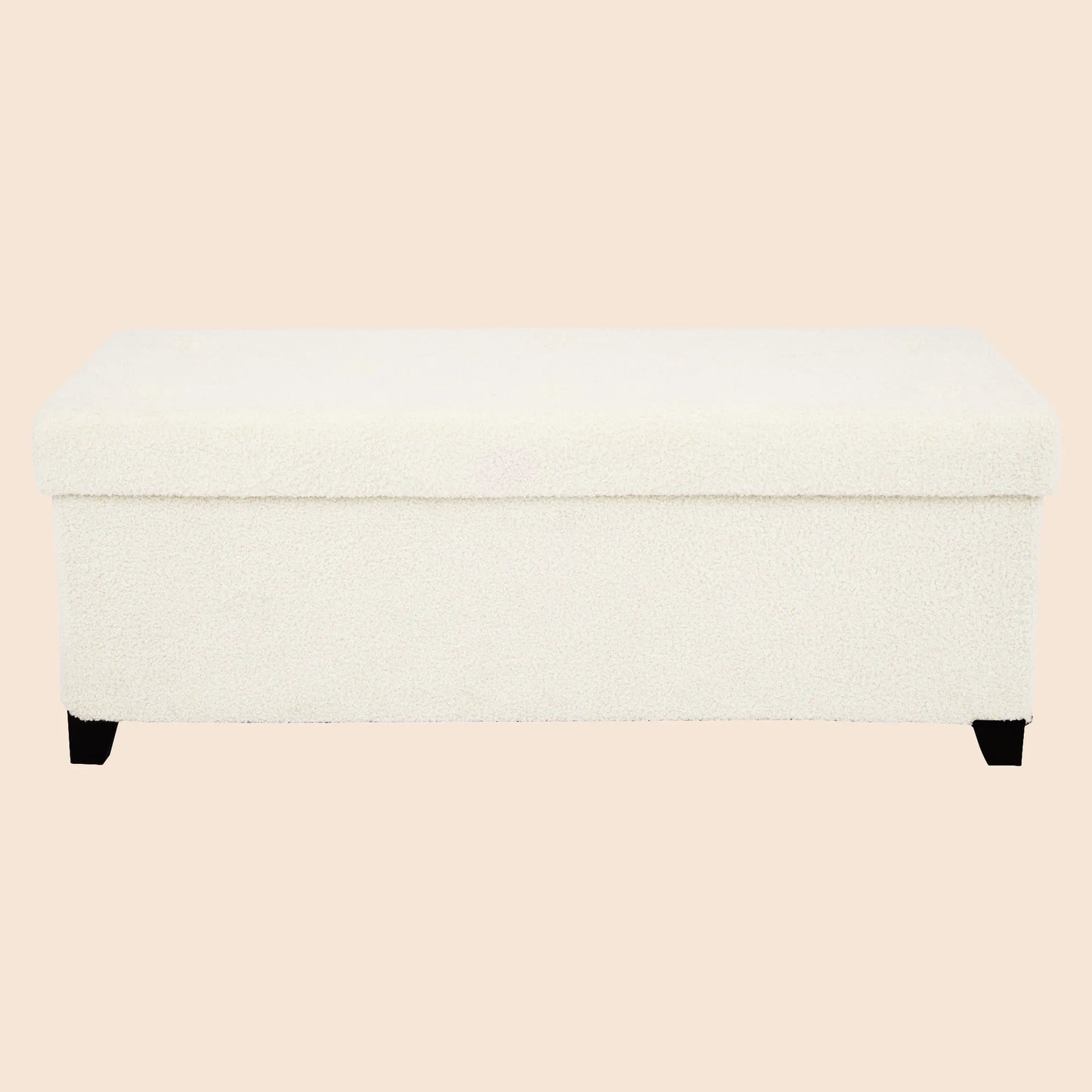 Upholstered Storage Bench with Solid Wood Legs - White/SW9704BKWR