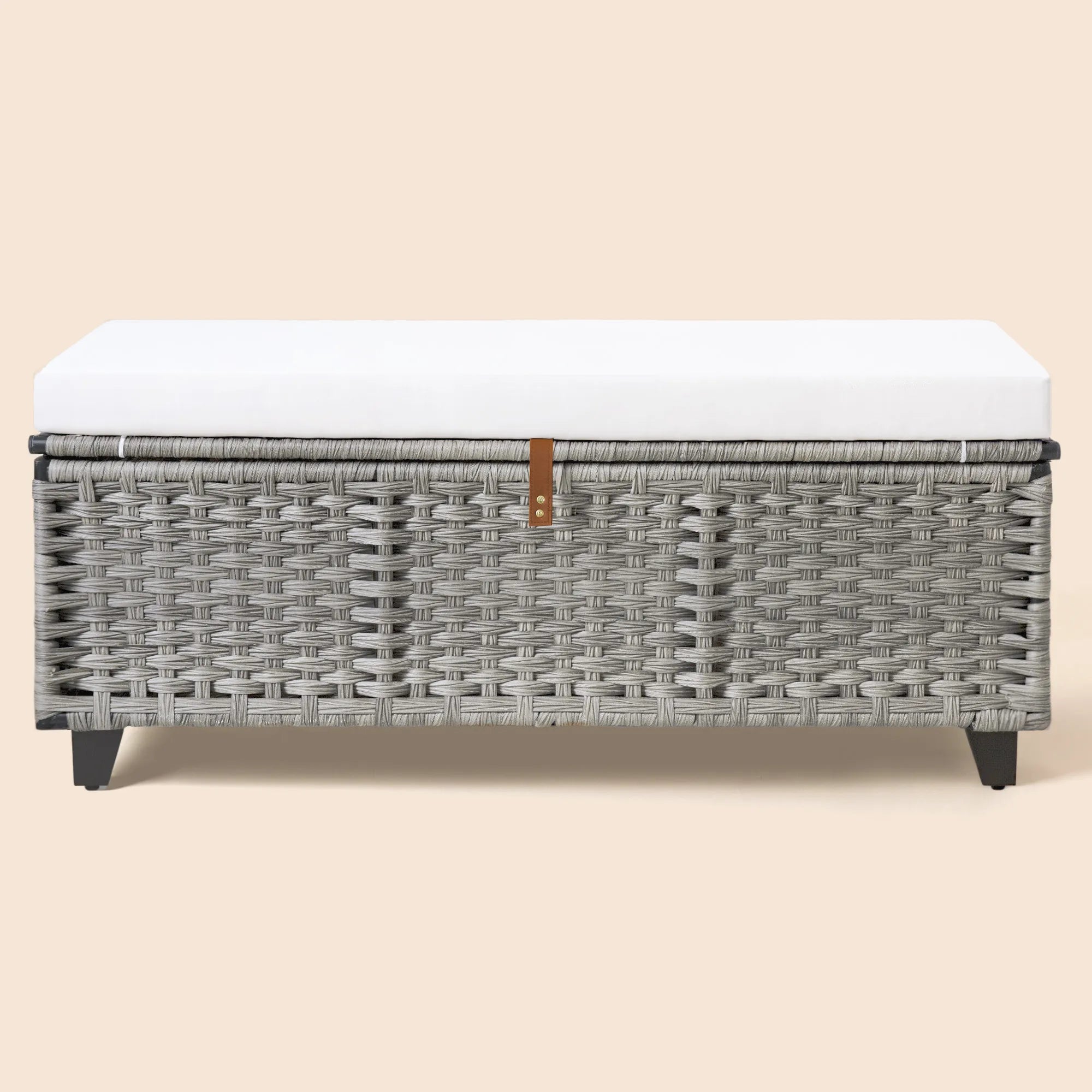 Wicker Upholstered Bench with Storage - Gray/SW9728BHEP
