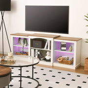 Wood LED Lightning Entertainment Center with Adjustable Shelves Fit for TVs up to 80" -/