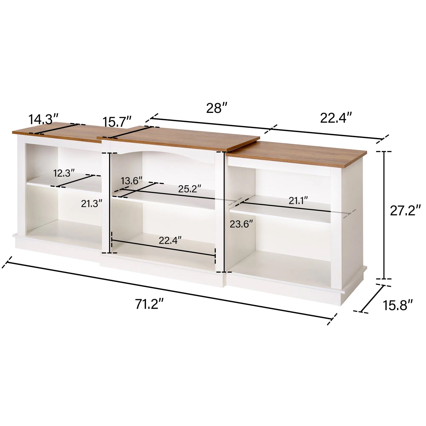 Wood LED Lightning Entertainment Center with Adjustable Shelves Fit for TVs up to 80" -/