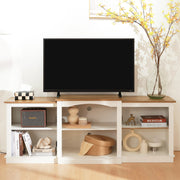 Wood LED Lightning Entertainment Center with Adjustable Shelves Fit for TVs up to 80" -/